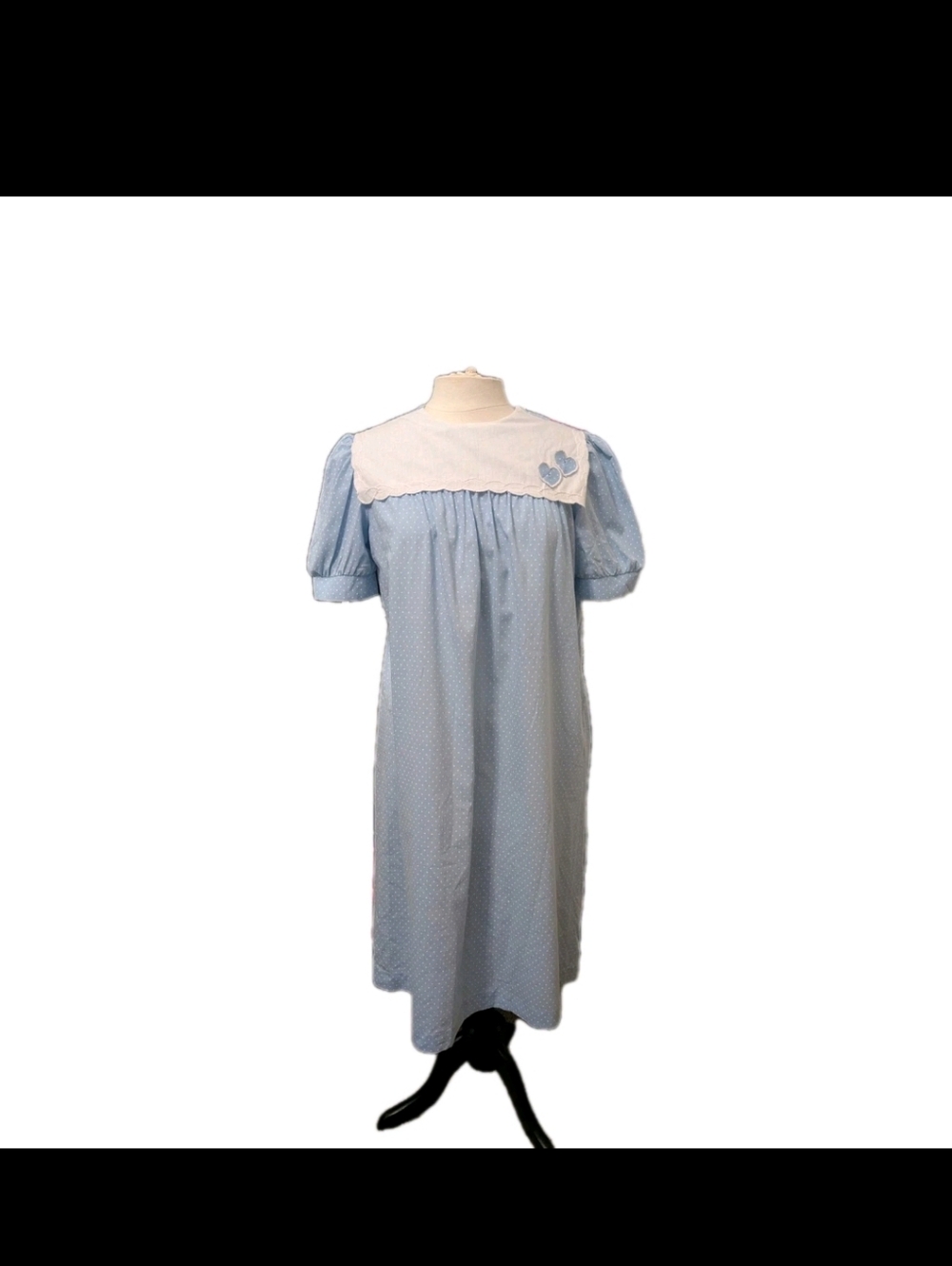 Vintage Laurel Ridge Sweet Blue and White Heart Pattern Baby Doll Dress